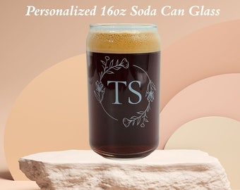Personalized 16oz Soda Can Glass Coffee Cup