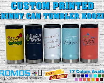 Custom Printed Personalized Skinny Can Stainless Steel Tumbler Holder Koozie Full Color Direct Print