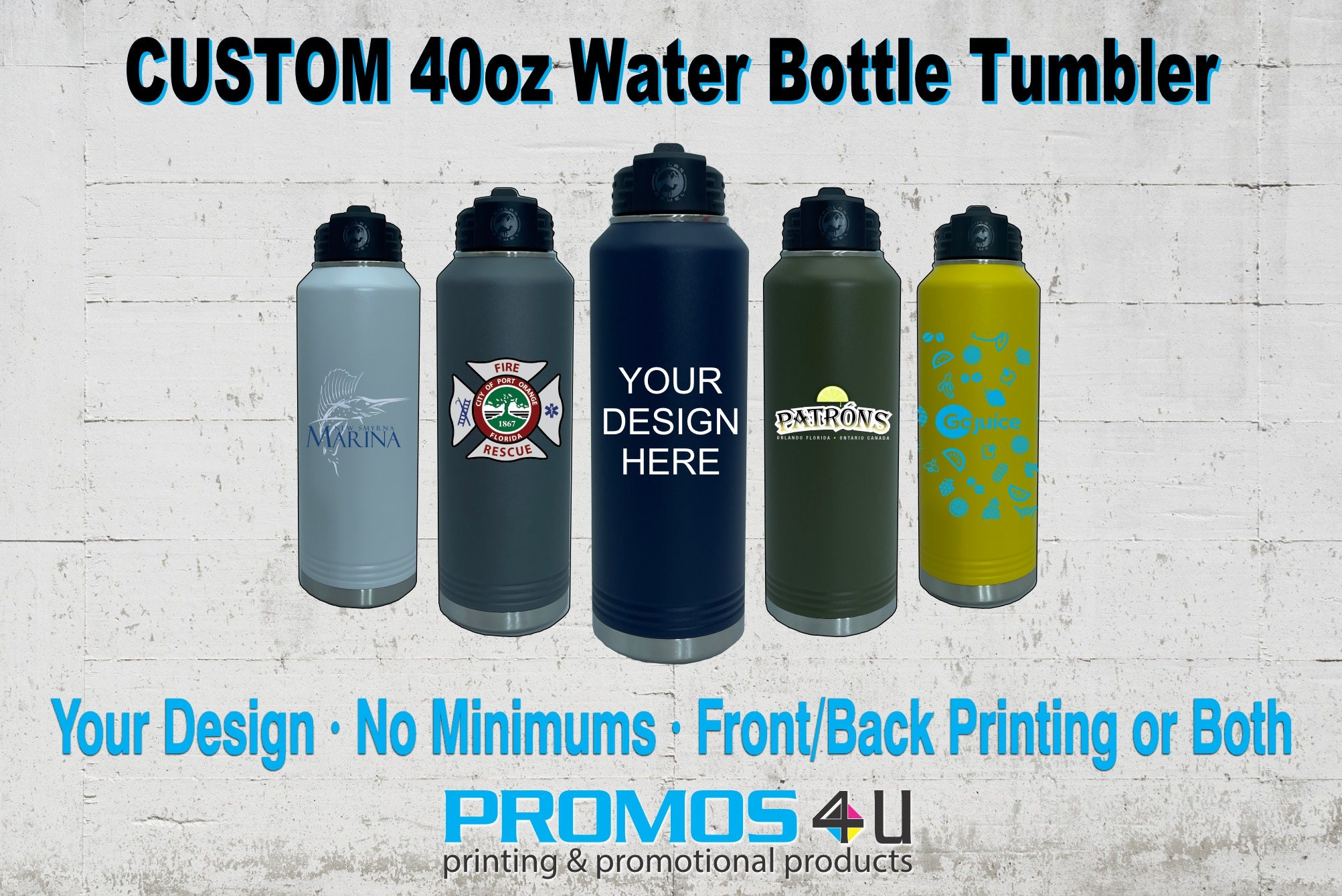 Custom Printed Promotional Plastic Water Bottles