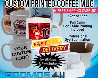 Custom Printed Coffee Mug | Vibrant Full Color Ceramic Cup | Custom Photo Mug | Custom Logo Mug
