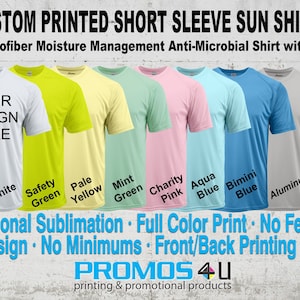 Custom Printed UPF +50 Short Sleeve Unisex Sunshirt Fishing Shirt, Event Shirt, fast shipping.