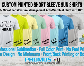 Custom Printed UPF +50 Short Sleeve Unisex Sunshirt Fishing Shirt, Event Shirt, fast shipping.