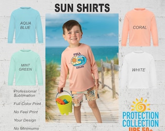 Custom Printed Toddler Long Sleeve 50+ UPF PROTECTION Sun Shirt,  Fishing Shirt, Family Reunion, Performance Shirt, Full Color