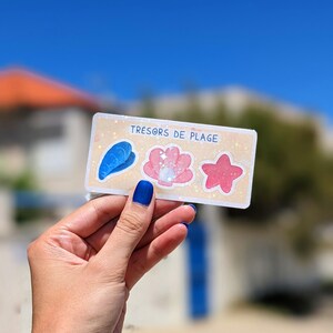 Petite planche de sticker holographique, trésors de plage
