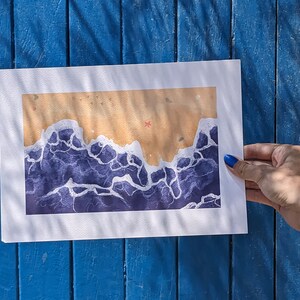 Affiche illustration, La plage, impression A4