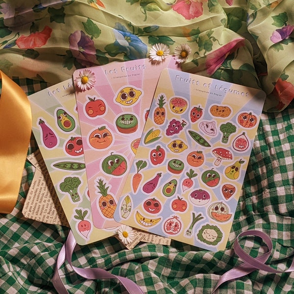 Planche de stickers, les fruits et légumes