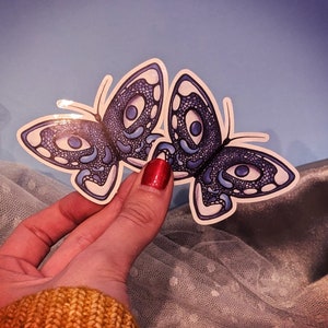 Autocollant papillon oeil, bleu