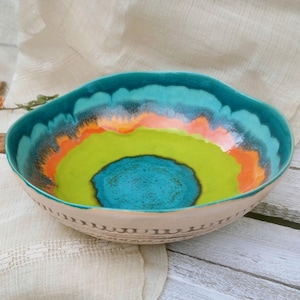 Fruttiera in ceramica fatta a mano – Ceramica artistica colorata unica per tavola e cucina