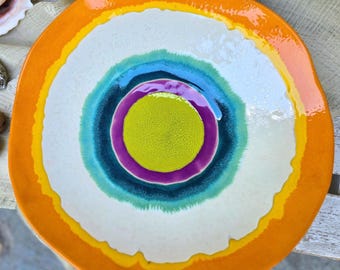 Grote handgemaakte keramische wandplaat – moderne muurkunst voor huisdecoratie