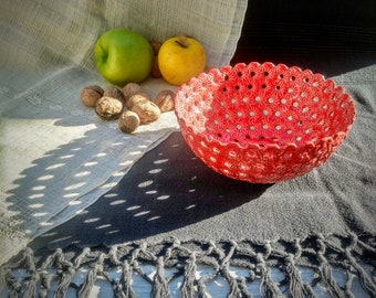 Red Bowl, Rustic Pottery, Handmade Ceramic, Fruit Bowl, Modern Ceramic, Christmas Gift, Home Decor, Pottery Art, Unique Valentine Gift, Bowl