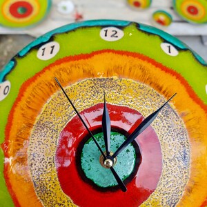 Unique Ceramic Clock, Wall Round Clock, Hand Made Pottery, Clock Gift, Home Decor, Color Clock, Wall Decoration, Kitchen Clock, Wall Decor