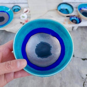 Blue Ceramic Small Bowl, Mini Gift, Dipping Bowl, Artistic Home Decor, Wedding Rings Holder, Unique Snack Bowl, Gift For Her, Modern Ceramic