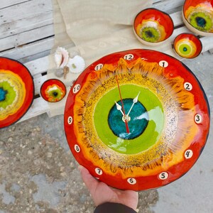 Unique Clock, Art Clock, Ceramic Clock, Wall Round Clock, Handmade ...