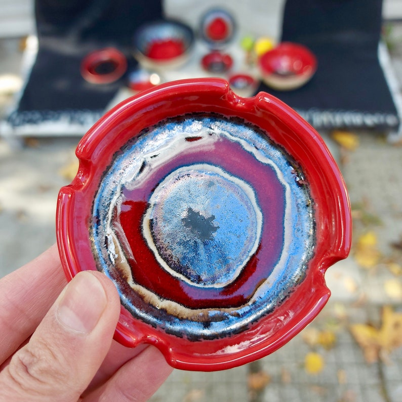 Ceramic Small Ashtray Blue Ashtray Gift For Him Colorful Etsy