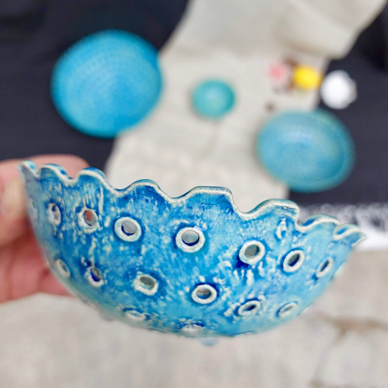 Ceramics Art, Lace Pottery, Fruit Bowls, Wedding Gift, Jewelry Dish, Holiday Candle Holder, Handmade, Modern Design, Home Decor, Unique Bowl image 5