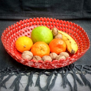 Ceramic Fruit Bowl, Red Bowl, Home Decor, Pottery Serving Bowl, Handmade Ceramic, Unique Valentine Gift, Contemporary Art, Minimalist Design image 5