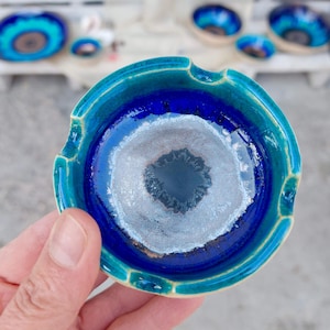 Ceramic Small Ashtray, Blue Ashtray, Gift For Him, Colorful Ashtray, Housewarming Gift, Unique Pottery, Cigarette Ashtray, Handmade Ceramic