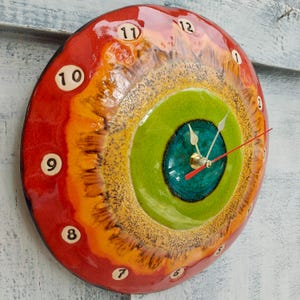 Unique Clock, Art Clock, Ceramic Clock, Wall Round Clock, Handmade ...
