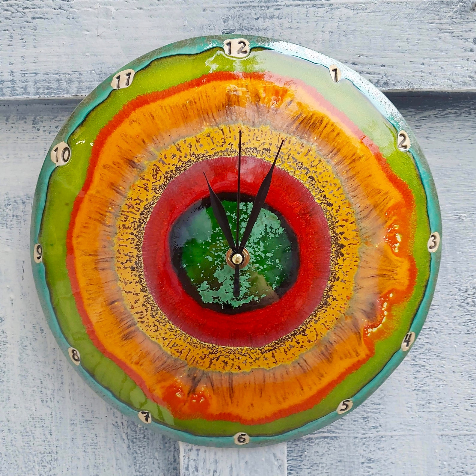 Art Clock Ceramic Clock Wall Round Clock Unique Clock - Etsy