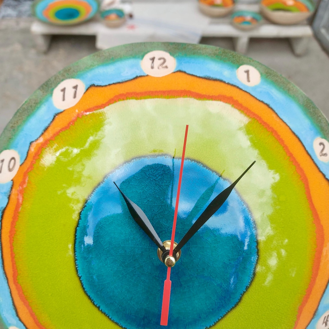 Handmade Ceramic Wall Clock – Colorful Art Pottery Decor, Croatia ...