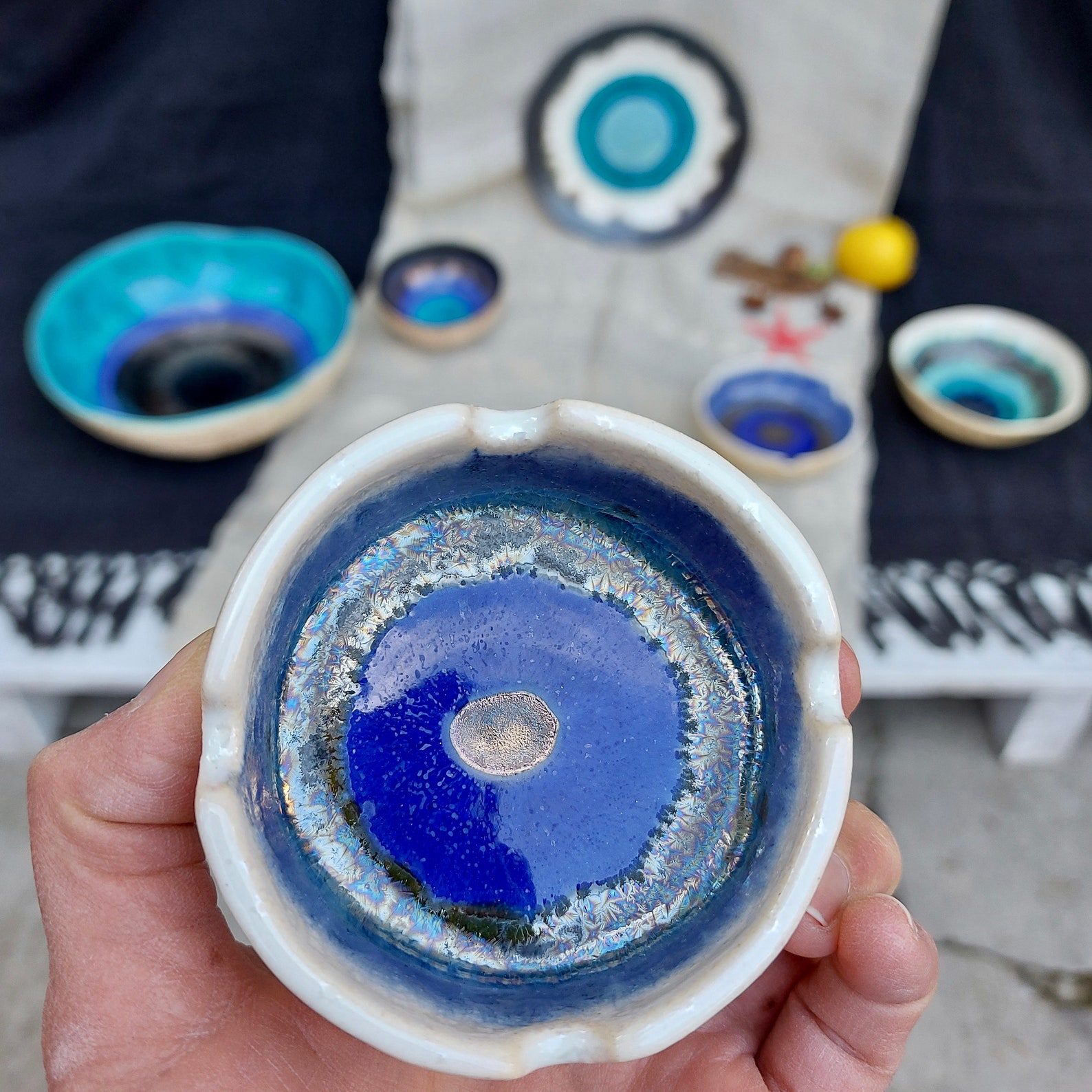 Ceramic Small Ashtray Blue Ashtray Gift For Him Colorful Etsy