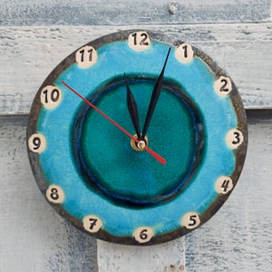 Ceramic Clock, Unique Art Clock, Ceramic Wall Clock, Handmade Pottery Clock, Home Decor, Color Clock, Wall Decor, Kitchen Clock, Clock Wall image 6