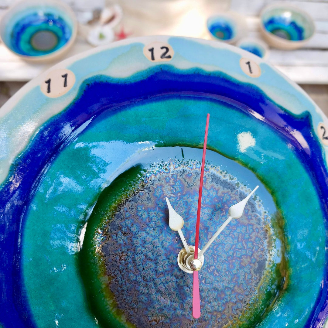 Unique Clock Art Clock Ceramic Clock Wall Round Clock Etsy