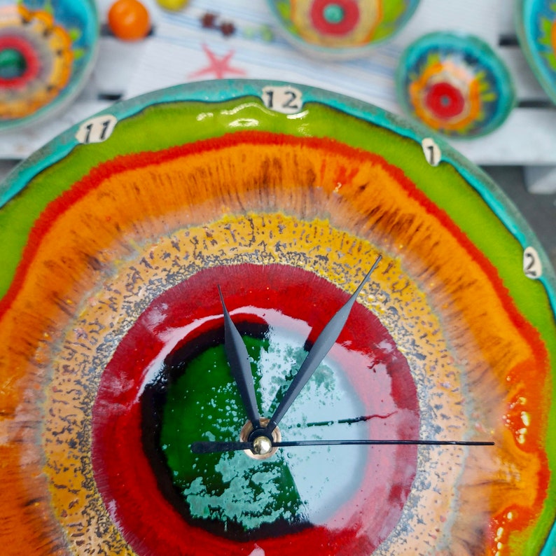 Art Clock Ceramic Clock Wall Round Clock Unique Clock - Etsy