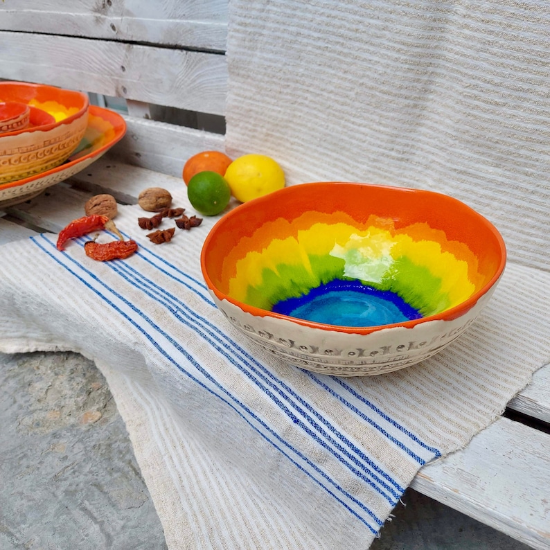 Pottery Bowl, Colorful Ceramic, Ceramic Bowl, Home Decor, Handmade Pottery, Modern Ceramic Fruit Bowl, Housewarming Gift, Artistic Pottery image 1