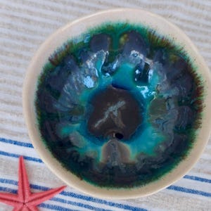 Handmade Turquoise Bowl, Jewelry Dish, Ceramic Dipping Bowl, Deep Blue, Modern Home Decor, Unique Pottery, Birthday Gift, Kitchen Art Decor