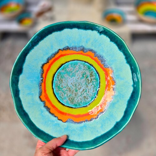 Handmade Ceramic Wall Plate – Colorful Summer Pottery Decor Accent