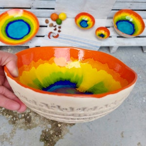 Pottery Bowl, Colorful Ceramic, Ceramic Bowl, Home Decor, Handmade Pottery, Modern Ceramic Fruit Bowl, Housewarming Gift, Artistic Pottery image 5