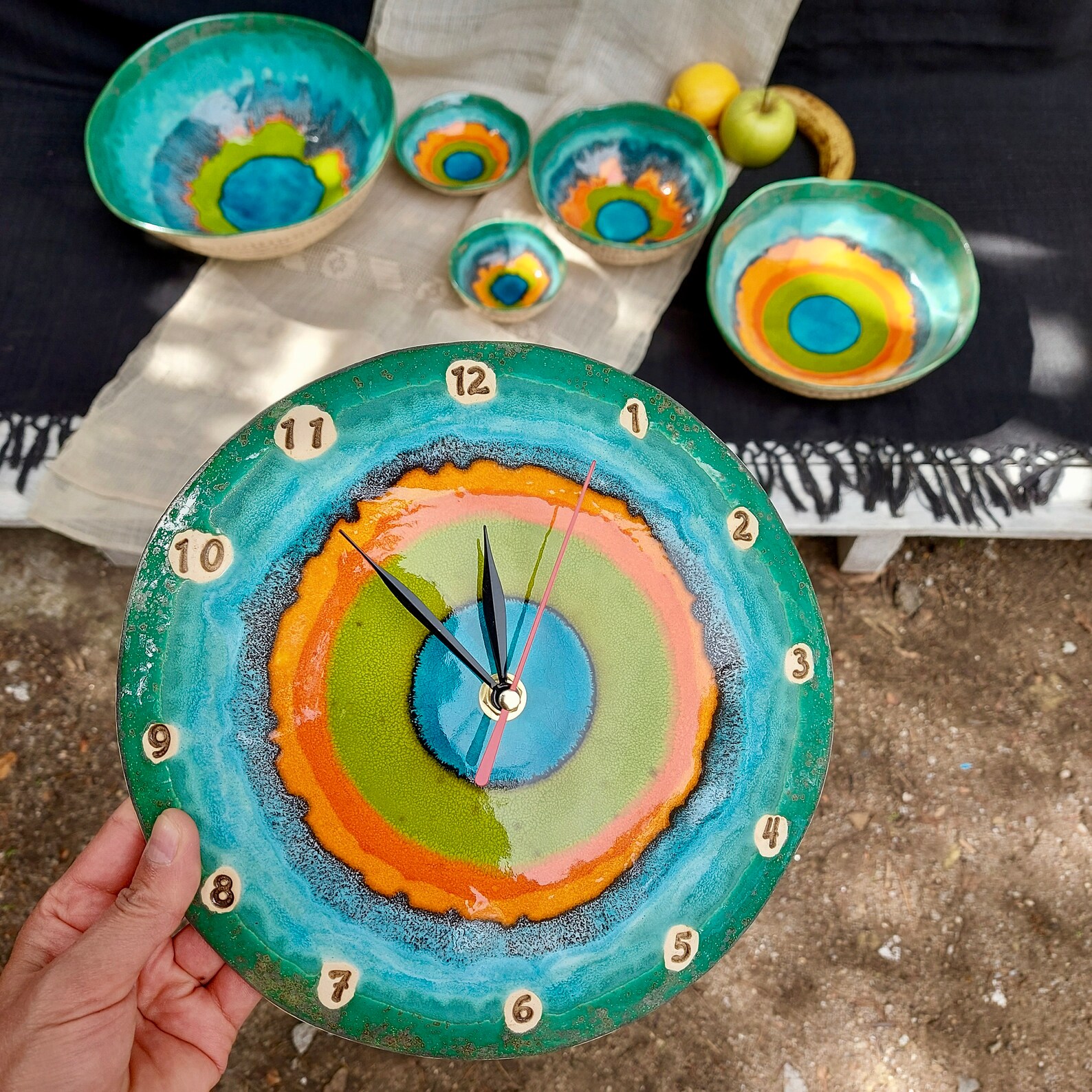 Ceramic Clock Wall Round Clock Kitchen Clock Home Decor Etsy