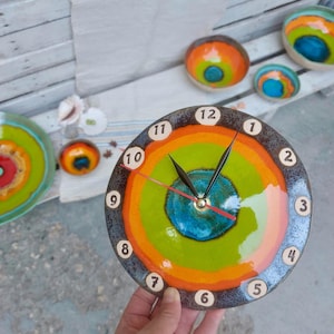 Clock Gift, Unique Clock, Ceramic Clock, Hand Made Pottery, Home Decor, Gift For Him, Art Clock, Wall Decoration, Kitchen Clock, Wall Clock