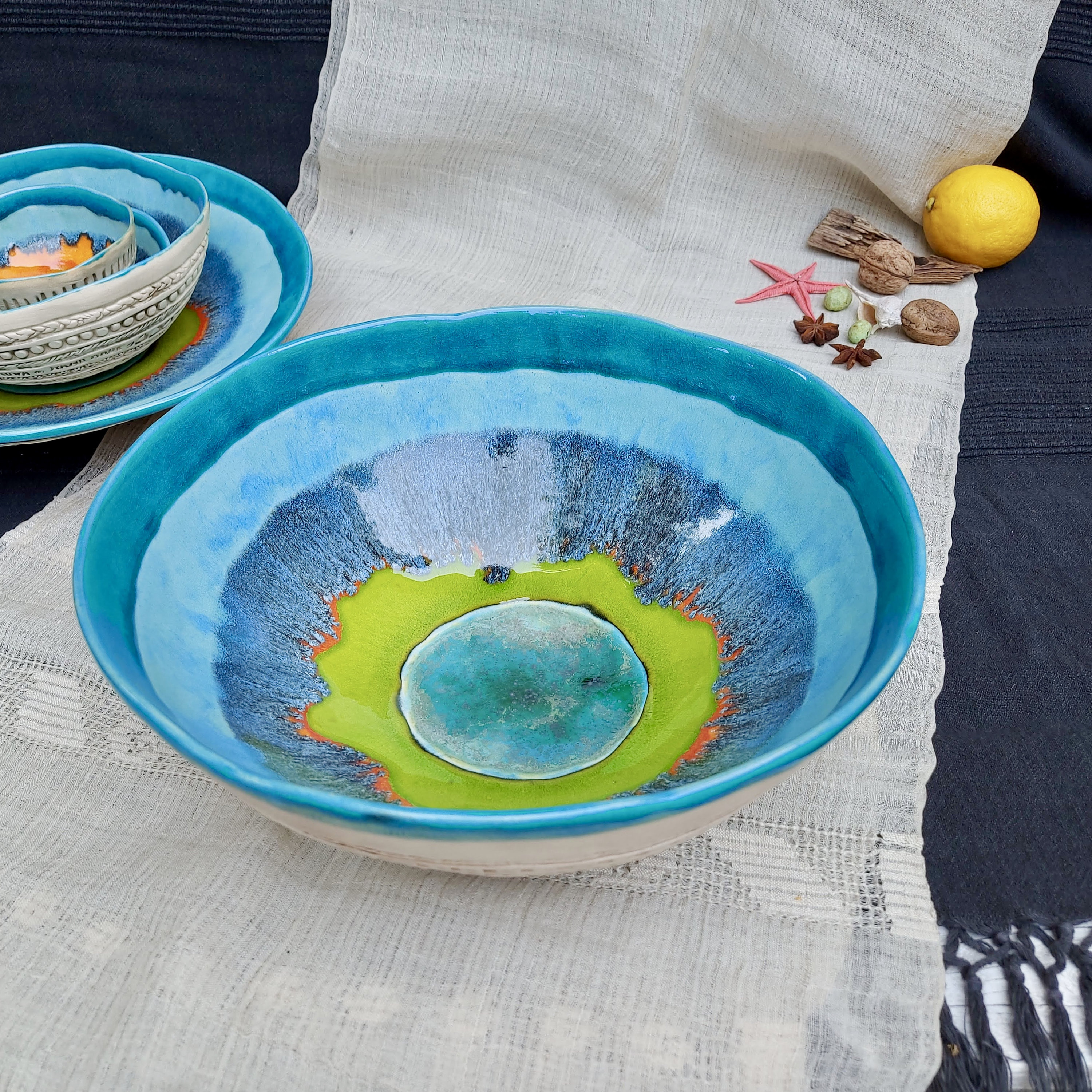 Large Ceramic Bowl Unique Serving Bowl Kitchen Art Etsy
