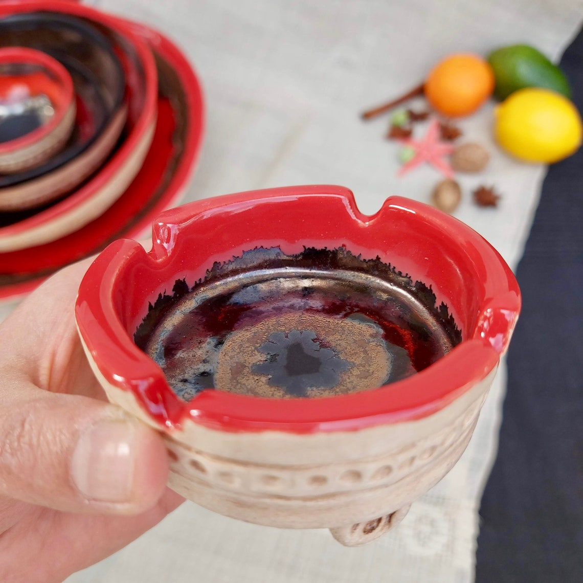 Ceramic Small Ashtray Blue Ashtray Gift for Him Colorful Etsy