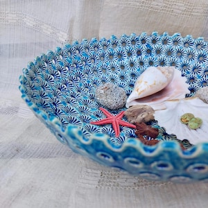 Tigela de cerâmica azul, presente de casamento, cerâmica feita à mão, arte em cerâmica, fruteira, tigela grande para servir, presente para ela, decoração para casa, cerâmica exclusiva