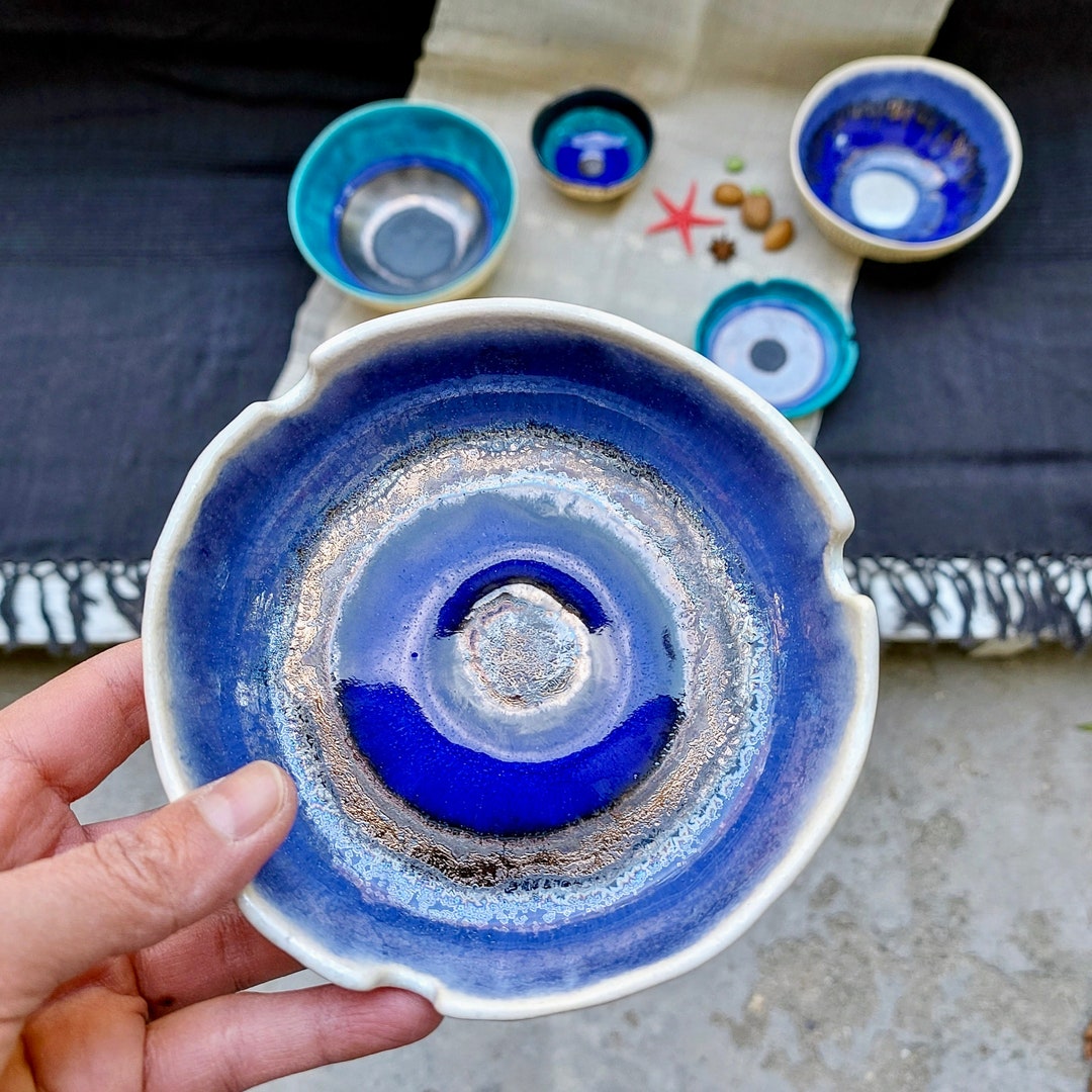Handmade Ceramic Ashtray Gift for Him Art Pottery Tray Blue Etsy
