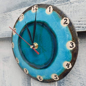 Ceramic Clock, Unique Art Clock, Ceramic Wall Clock, Handmade Pottery Clock, Home Decor, Color Clock, Wall Decor, Kitchen Clock, Clock Wall image 7