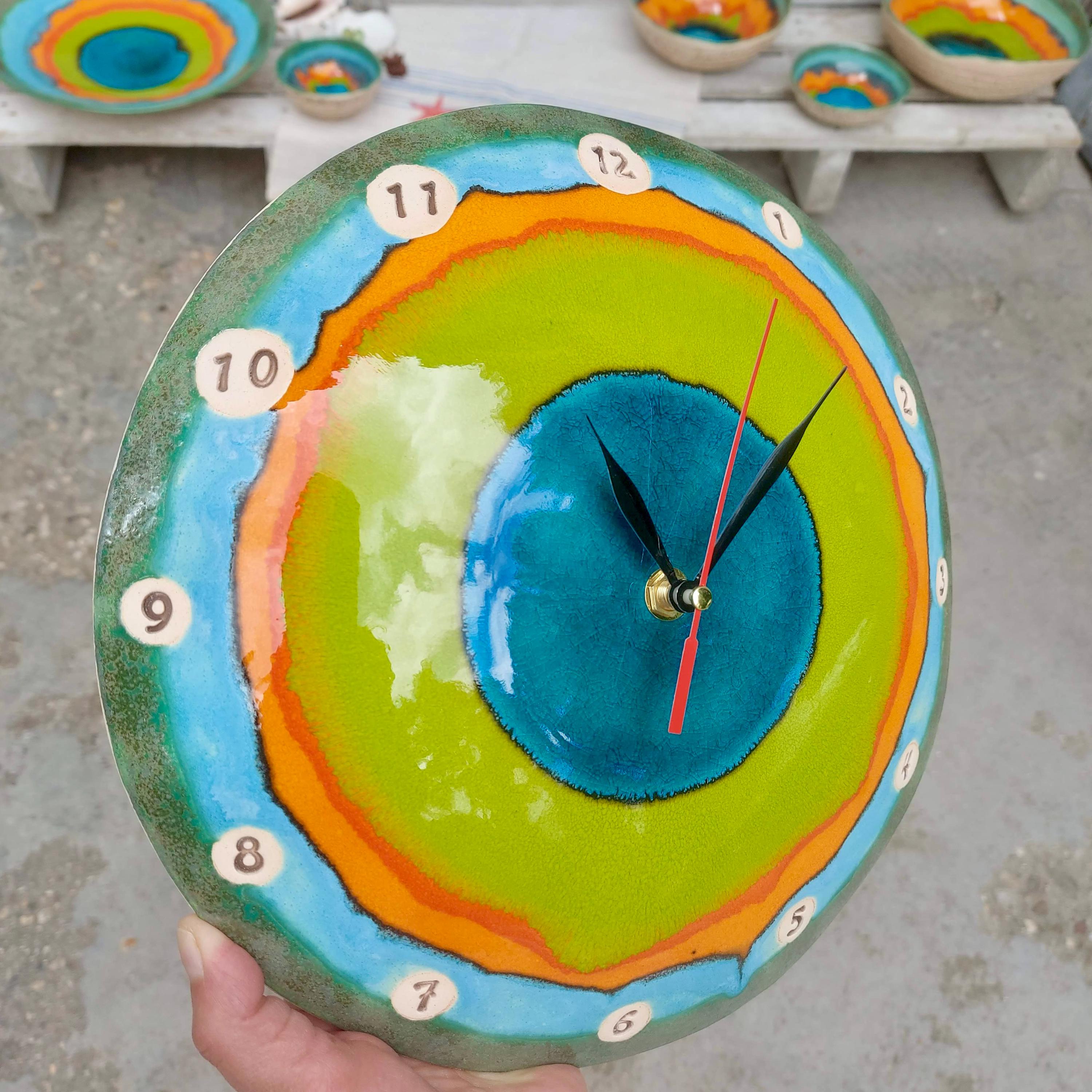 Handmade Ceramic Wall Clock – Colorful Art Pottery Decor, Croatia ...
