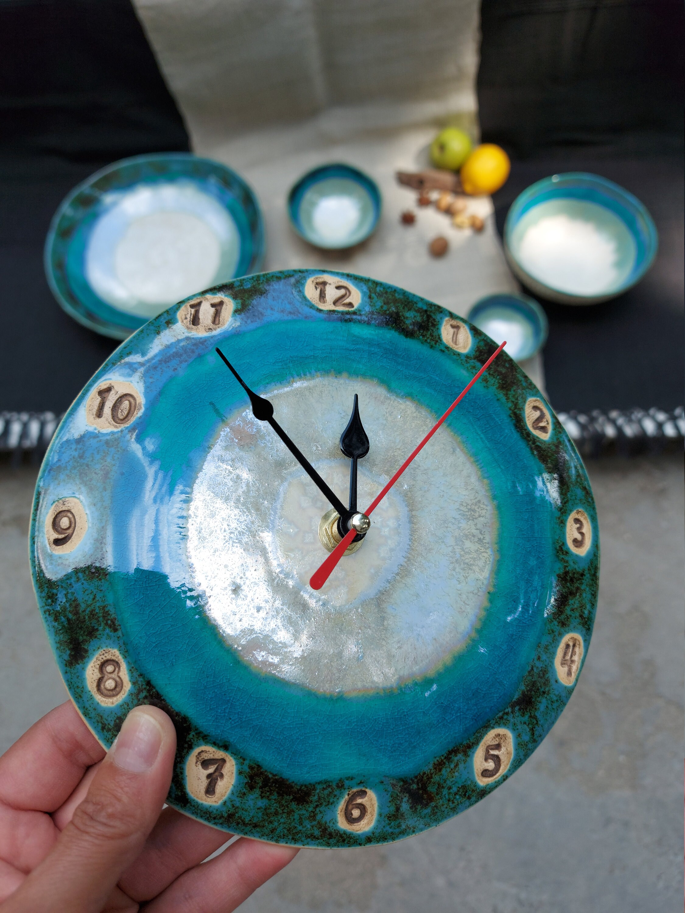 Unique Ceramic Clock Hand Made Pottery Clock Gift Home Etsy