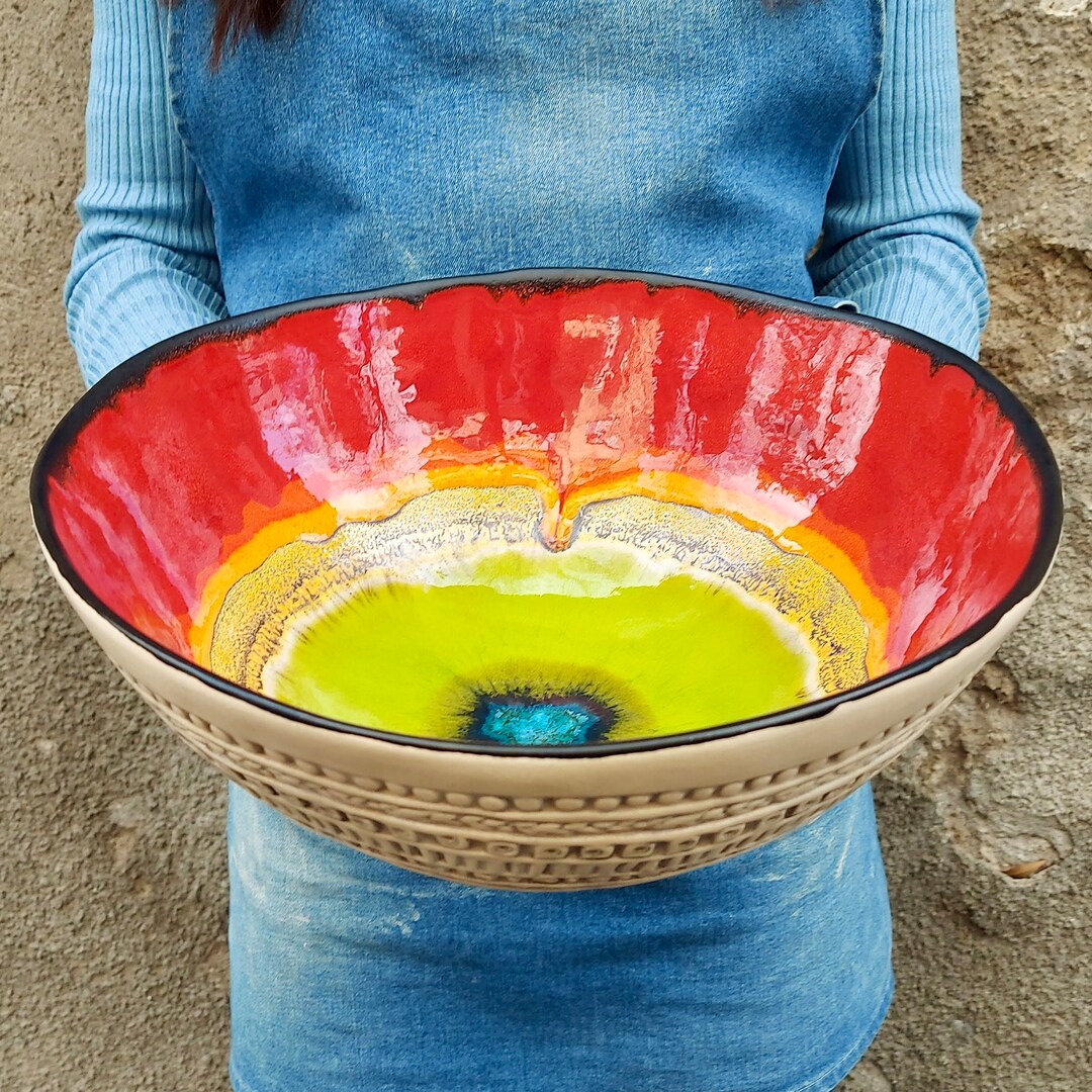 Large Ceramic Bowl Fruit Bowl Handmade Pottery Bowl Art Ceramics