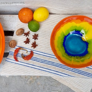 Pottery Bowl, Colorful Ceramic, Ceramic Bowl, Home Decor, Handmade Pottery, Modern Ceramic Fruit Bowl, Housewarming Gift, Artistic Pottery image 9