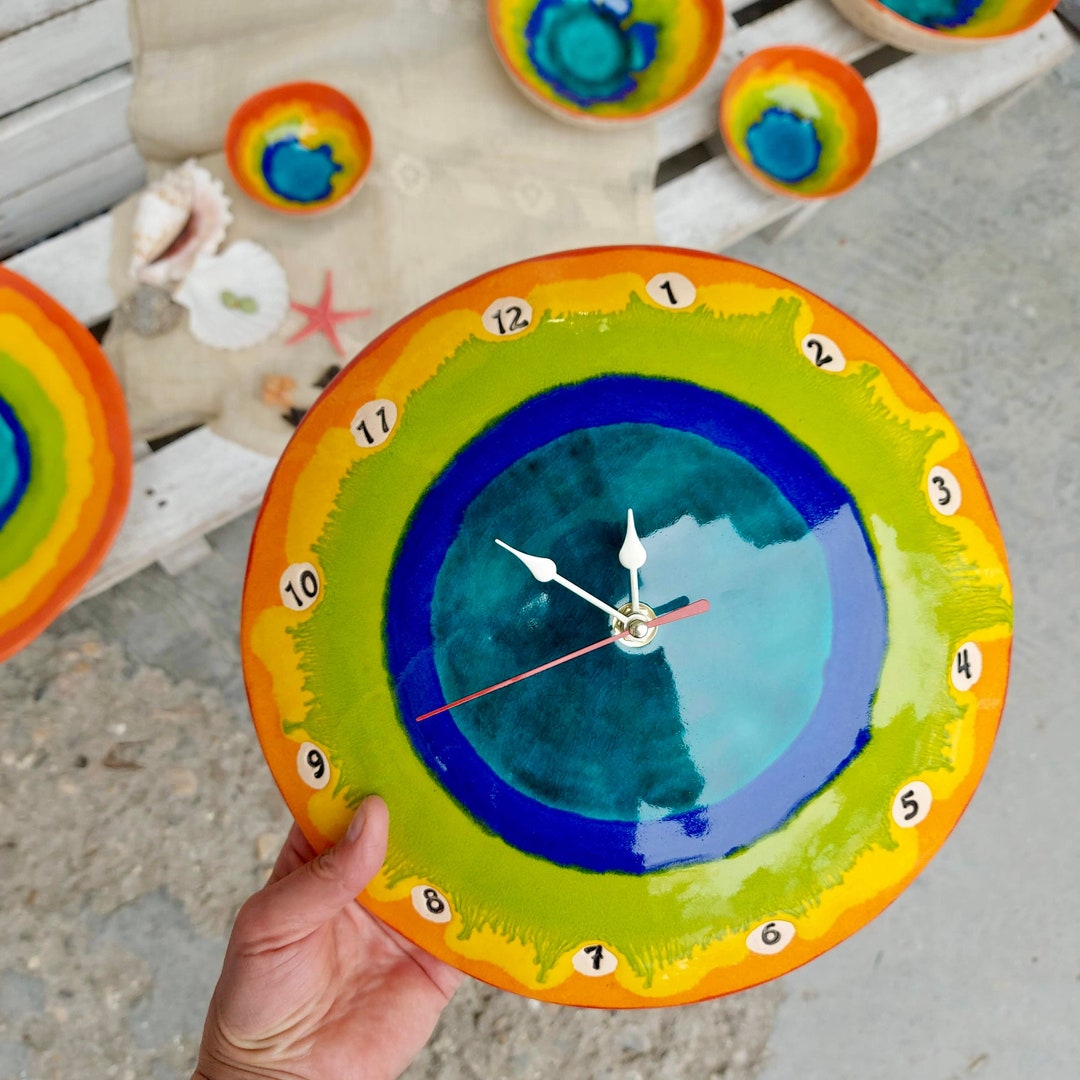 Ceramic Clock, Unique Pottery, Mother Day Gift, Handmade Clock, Wall ...
