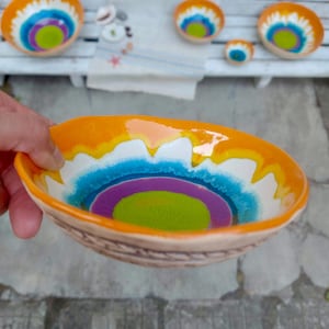 Colorful Ceramic Dish – Crocus Collection, XS Handmade Art Plate for Table & Decor