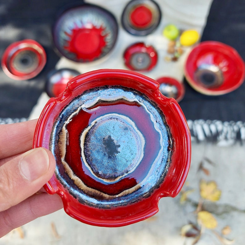 Ceramic Small Ashtray Blue Ashtray Gift For Him Colorful Etsy