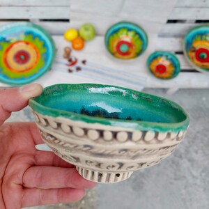 Mini Ceramic Bowl, Jewelry Dish, Nuts Plate, Art Pottery, Home Decor, Plate Fruits, Candle Holders, Unique Ceramic, Spice Dish, Gift For Her image 5