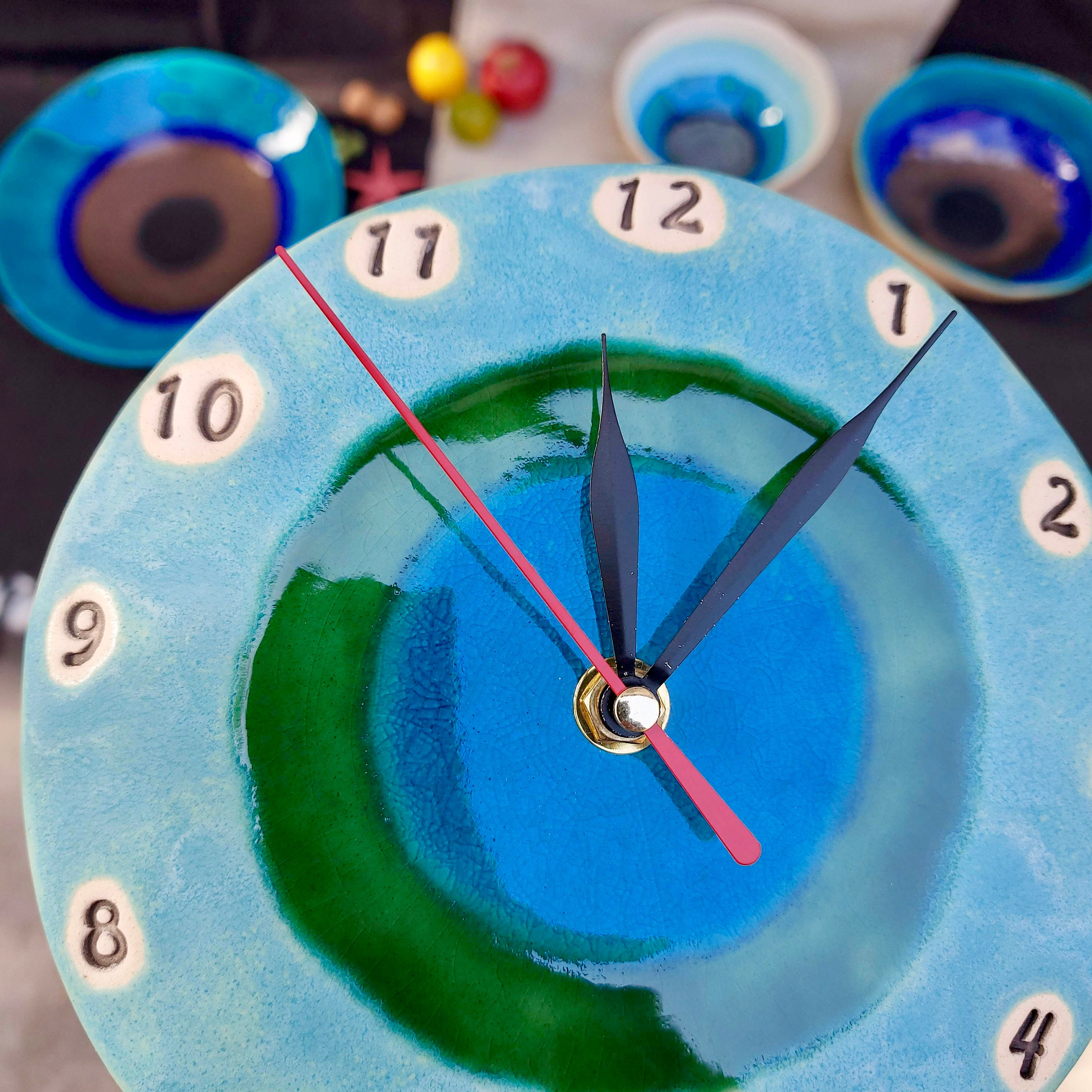 Wall Clock Gift Clock Round Clock Unique Art Pottery Etsy UK