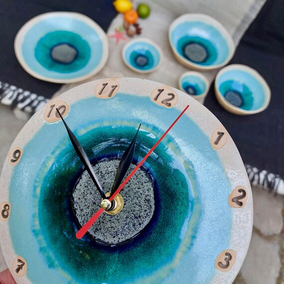 Wall Round Clock Unique Ceramic Clock Hand Made Pottery - Etsy