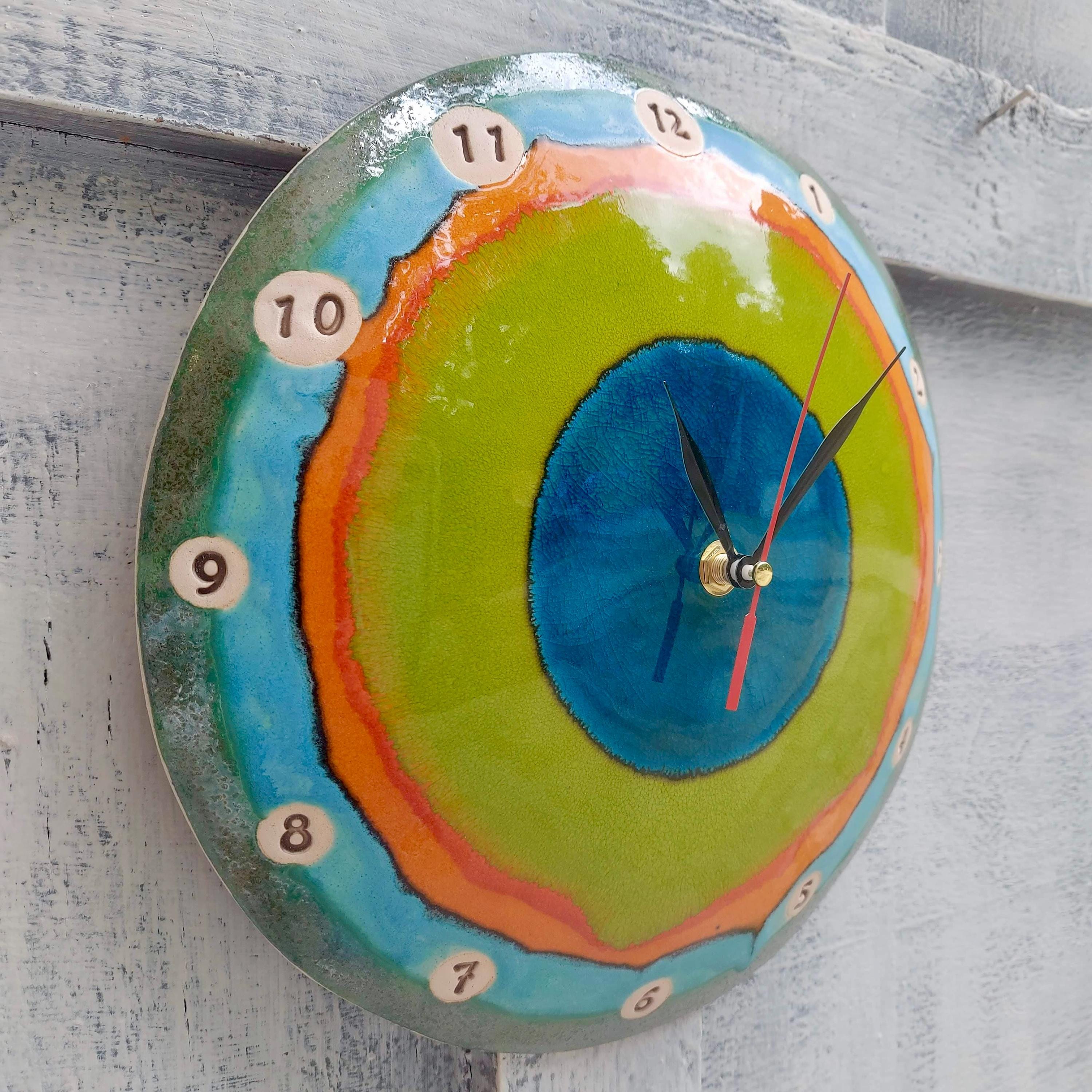 Handmade Ceramic Wall Clock – Colorful Art Pottery Decor, Croatia ...